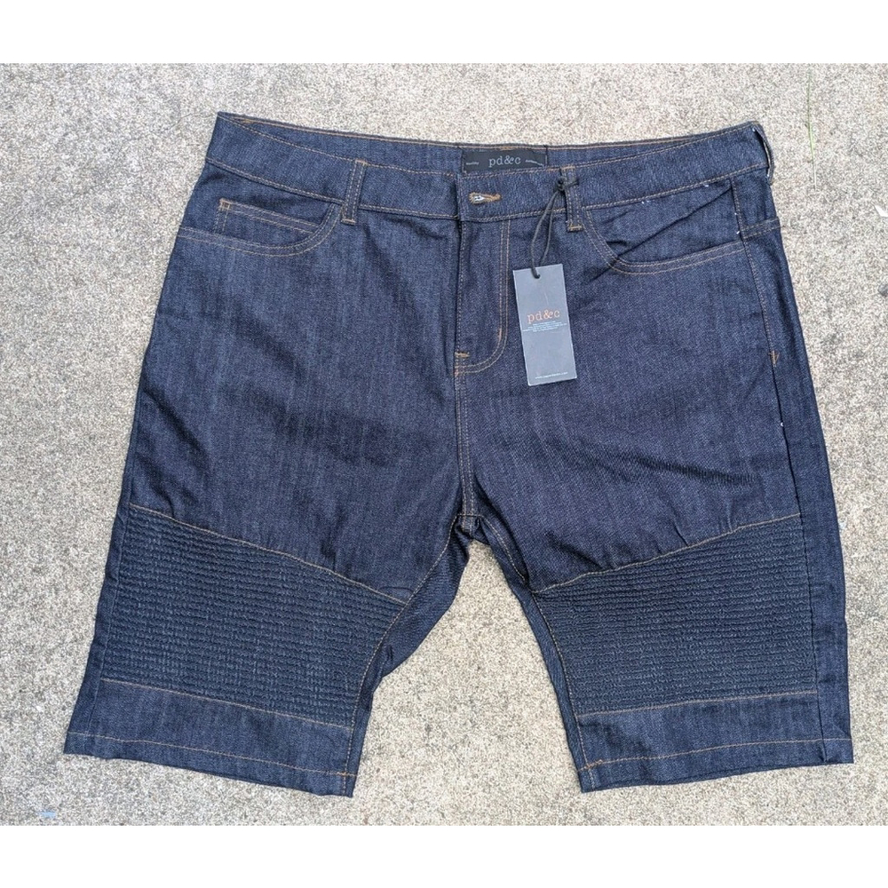PD&C Mens Biker Blue Denim Shorts SZ W36 MSRP$62